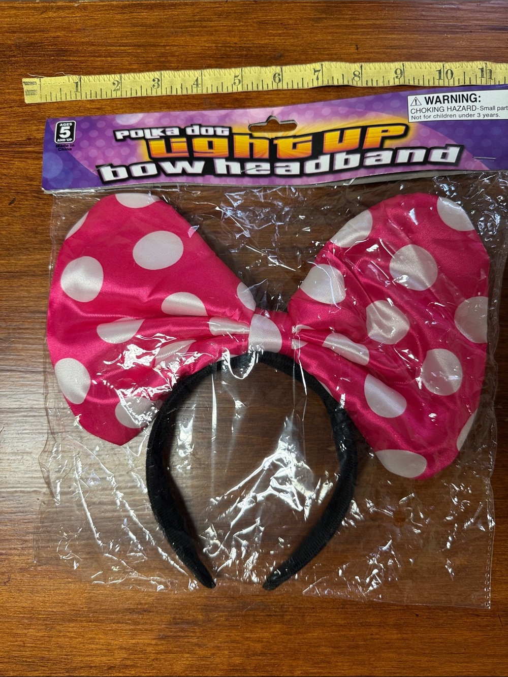 Polka Dot Light-Up Bow Headband - Pink with White Dots 🎀🐭